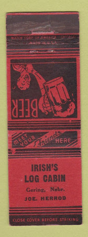 Matchbook Cover - Irish's Log Cabin Gering NE WEAR