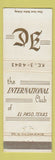 Matchbook Cover - International Club El Paso TX WEAR