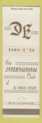 Matchbook Cover - International Club El Paso TX WEAR
