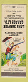 Matchbook Cover - Lake Service Garage Esso oil gas Lake Cowichan BC hillbilly