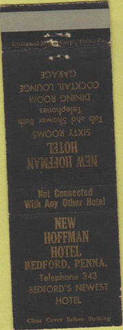 Matchbook Cover - New Hoffman Hotel Bedford PA