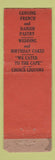 Matchbook Cover - Mayflower Cafe Hyannis MA FEDERAL LONG POOR STRIKER