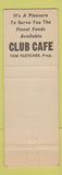 Matchbook Cover - Club Cafe Worthington MN