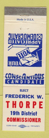 Matchbook Cover - Frederick Thorpe Commissioner Election