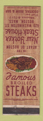 Matchbook Cover - New Yorker Steak House Boston MA