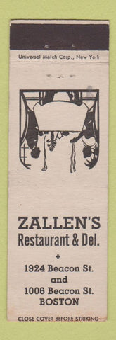 Matchbook Cover - Zallen's Restaurant Deli Boston MA