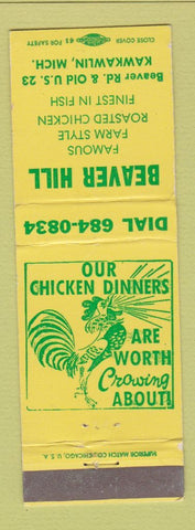 Matchbook Cover - Beaver Hill Restaurant Kawkawlin MI