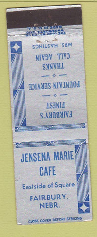 Matchbook Cover - Jensena Marie Cafe Fairbury NE