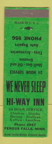 Matchbook Cover - HI Way Inn Fergus Falls MN