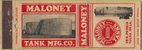 Matchbook Cover - Maloney Tanks Tulsa OK