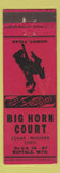 Matchbook Cover - Big Horn Court motel Buffalo WY