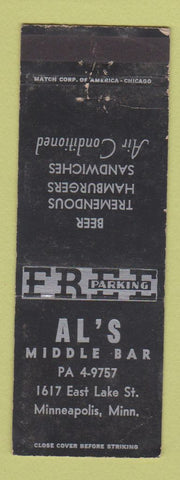 Matchbook Cover - Al's Middle Bar Minneapolis MN WEAR