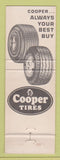 Matchbook Cover - Cooper Tires Harold Alexander Bay City MI