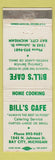 Matchbook Cover - Bill's Cafe Bay City MI
