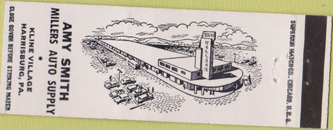 Matchbook Cover - Amy Smith Millers Auto Supply Harrisburg PA white