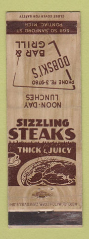 Matchbook Cover - Dobski's Bar Grill Pontiac MI