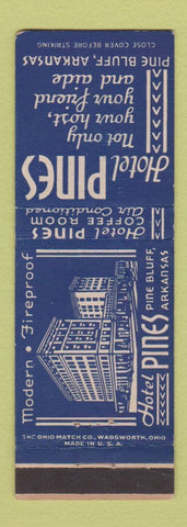 Matchbook Cover - Hotel Pines Pine Bluff AR BLUE