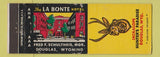 Matchbook Cover - La Bonte Hotel Douglas WY Jackalope