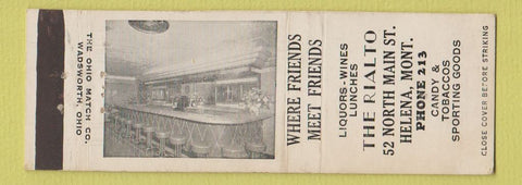 Matchbook Cover - Rialto Fountain Sporting Goods Helena MT