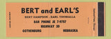 Matchbook Cover - Bert and Earl's Gothenburg NE Full Length