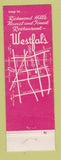 Matchbook Cover - Westfal's Restaurant Richmond Hill NY WEAR