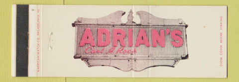 Matchbook Cover - Adrian's Carl A Rock PA