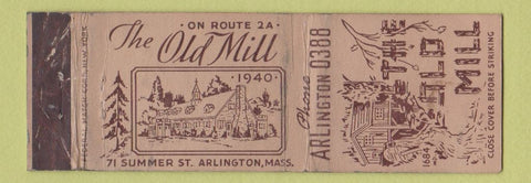 Matchbook Cover - Old Mill Arlington MA Federal WEAR
