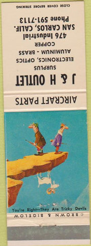 Matchbook Cover - J and H Outlet San Carlos CA surplus Brown Bigelow