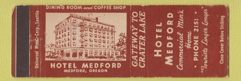 Matchbook Cover - Hotel Medford OR Universal Match #1