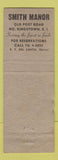 Matchbook Cover - Smith Manor North Kingstown RI WORN
