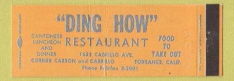 Matchbook Cover - Ding How Chinese Restaurant Torrance CA