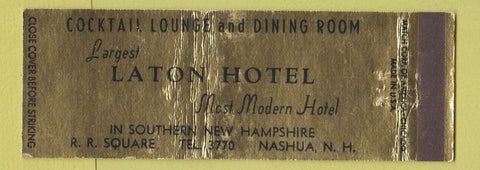 Matchbook Cover - Laton Hotel Nashua NH WEAR Full Length