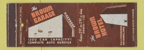 Matchbook Cover - Brown Hotel Des Moines IA