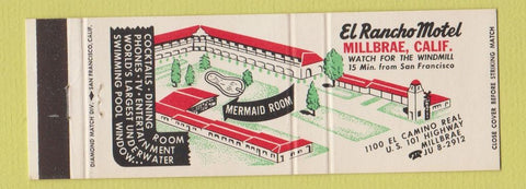 Matchbook Cover - El Rancho Motel Millbrae CA Full Length