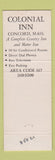 Matchbook Cover - Colonial Inn Concord MA Full Length