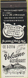 Matchbook Cover - Volcano Restaurant South Bend IN