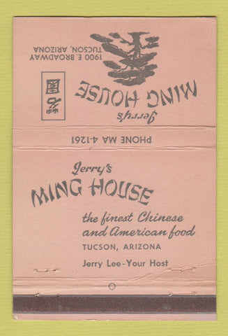 Matchbook Cover - Jerry's Ming House Tucson AZ 22 Strike Feature