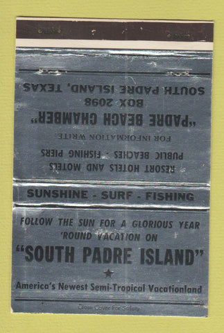 Matchbook Cover - South Padre Island TX Tourism SILVER WEAR 40 Strike