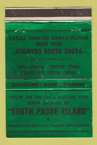 Matchbook Cover - South Padre Island TX Tourism GREEN 40 Strike
