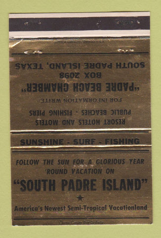 Matchbook Cover - South Padre Island TX Tourism GOLD WEAR 40 Strike