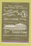 Matchbook Cover - Lee Funeral Home McGregor TX 40 Strike