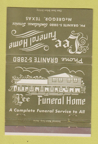 Matchbook Cover - Lee Funeral Home McGregor TX 40 Strike