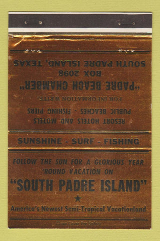 Matchbook Cover - South Padre Island TX Tourism BRONZE 40 Strike