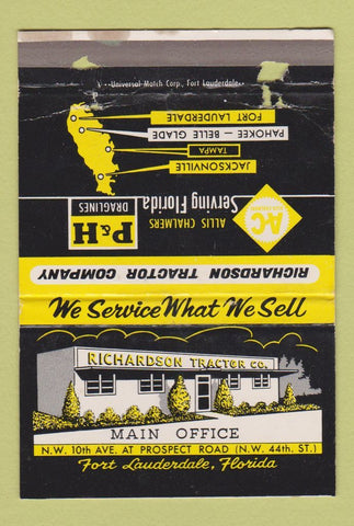 Matchbook Cover - Richardson Tractor Fort Lauderdale FL POOR 40 Strike