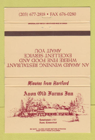 Matchbook Cover - Avon Old Farms Inn Avon CT 40 Strike