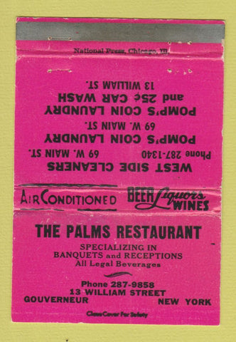 Matchbook Cover - Palms Restaurant Gouverneur NY WEAR 40 Strike