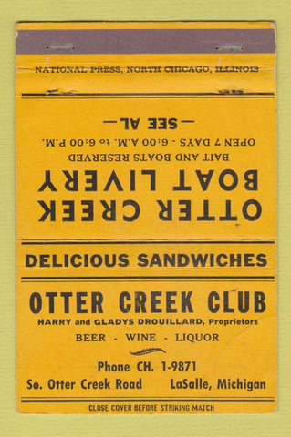 Matchbook Cover - Otter Creek Club LaSalle MI WEAR 40 Strike