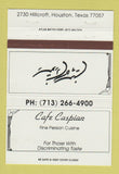 Matchbook Cover - Cafe Caspian Persian Houston TX 40 Strike