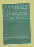 Matchbook Cover - Ambrosia Boston MA 40 Strike