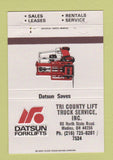 Matchbook Cover - Datsun Forklifts Tri County Medina OH 40 Strike